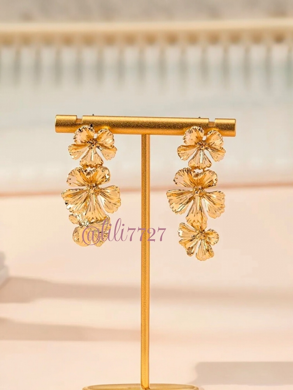 14kt Gold Plated Statement Floral Zara Style Dangle Earrings Seen On Runways New